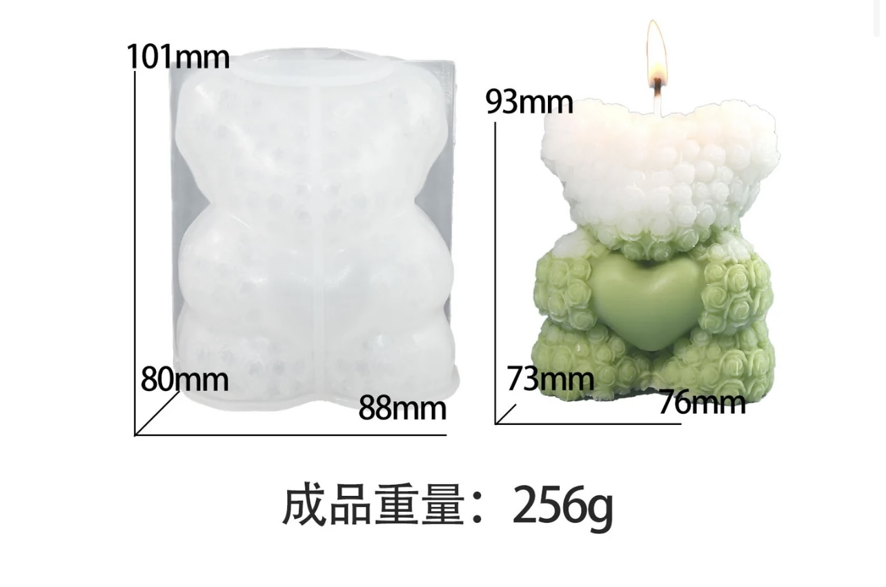 Силиконов молд/калъп –мече с розички и сърце – Арт. №251180 Материали за сапуни Art, Home & Decor 2 Силиконов молд/калъп –мече с розички и сърце – Арт. №251180