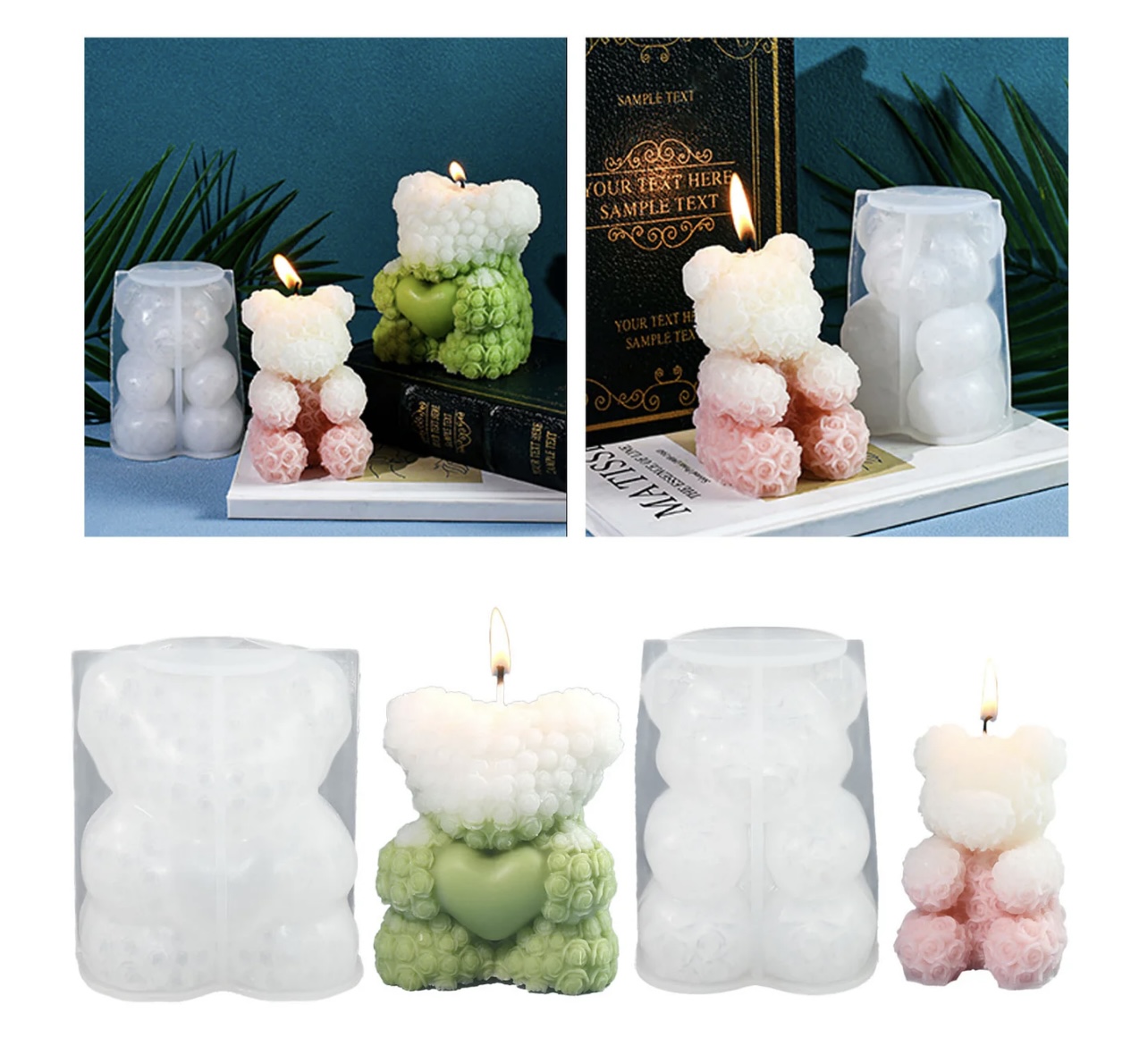 Силиконов молд/калъп – мече с розички – Арт. №251181 Материали за сапуни Art, Home & Decor 3 Силиконов молд/калъп – мече с розички – Арт. №251181 - Image 2