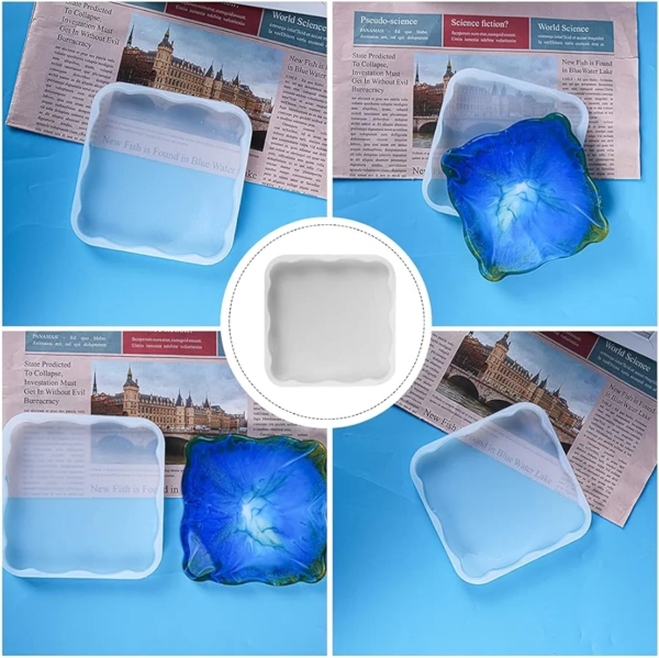 Matriță din silicon – Suport pătrat pentru pahar, valuri Art. Nr. 2511142 Matrițe / Matrițe pentru rășină epoxidică Artă, Casă & Decor
