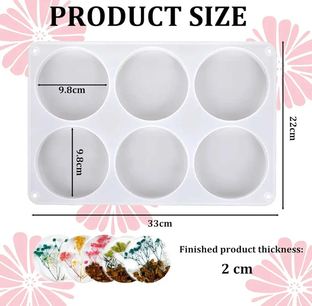 Силиконов молд кръгли подложки за чаши, 6 бр. – Арт.№ 2511208 Молдове и калъпи Art, Home & Decor 3 Силиконов молд кръгли подложки за чаши, 6 бр. – Арт.№ 2511208 - Image 2