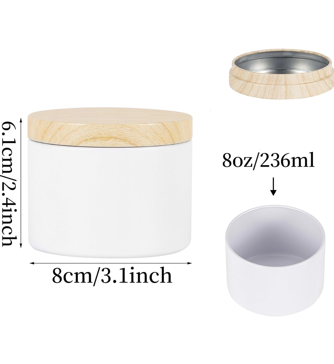 🕯 Кръгъл съд за свещи с дървен капак – 236 ml Материали за свещи Art, Home & Decor 2 🕯 Кръгъл съд за свещи с дървен капак – 236 ml