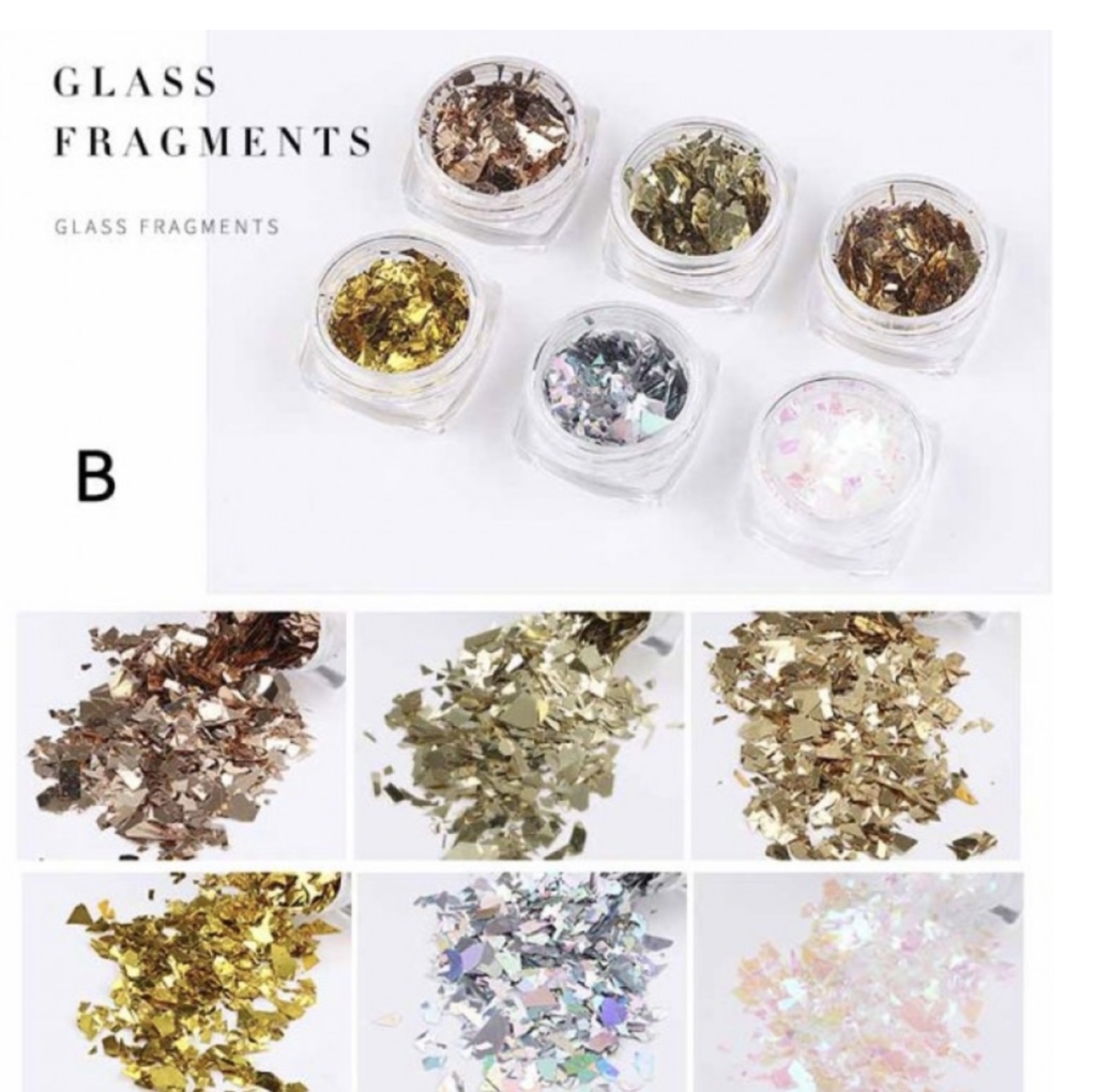 Комплект декоративни стъклени фрагменти – 6 цвята Вар.В Брокат и мини декорации Art, Home & Decor