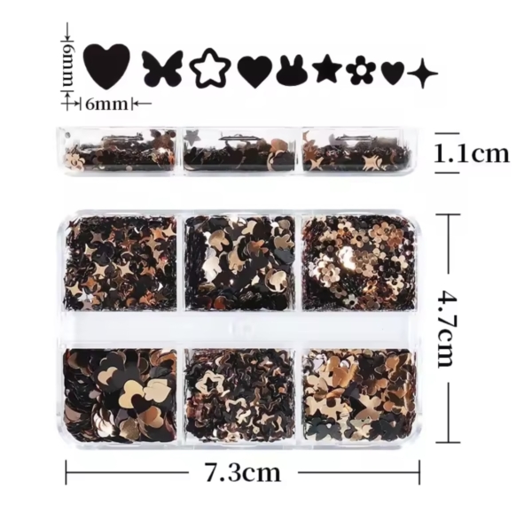 Set confetti metalice aurii (inimioare, stele, fluturi și altele) Brocart și mini decorațiuni Art, Home & Decor
