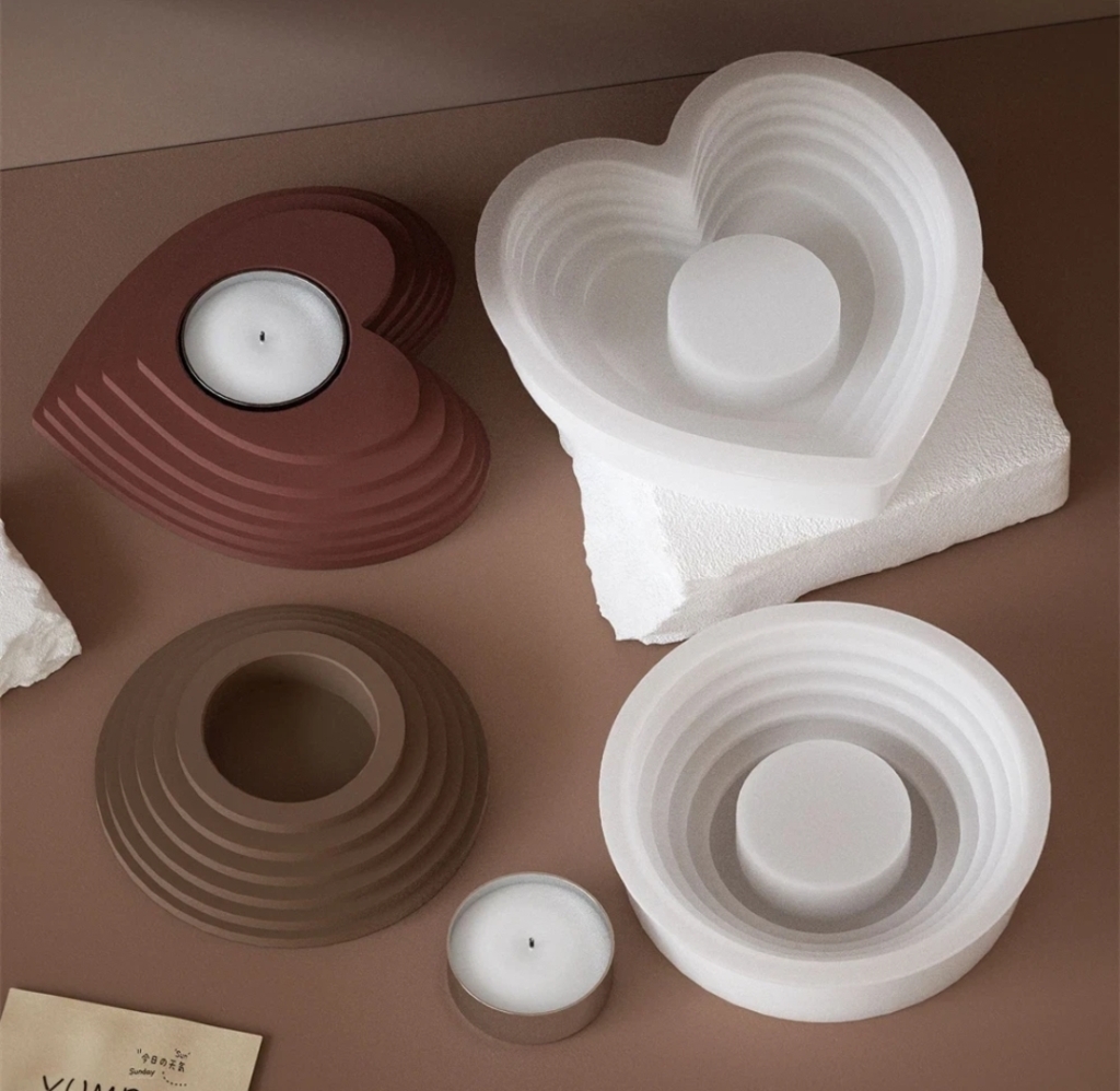 Силиконов молд свещник Сърце с многостепенен релеф-Арт. № 2511214 Молдове и калъпи Art, Home & Decor