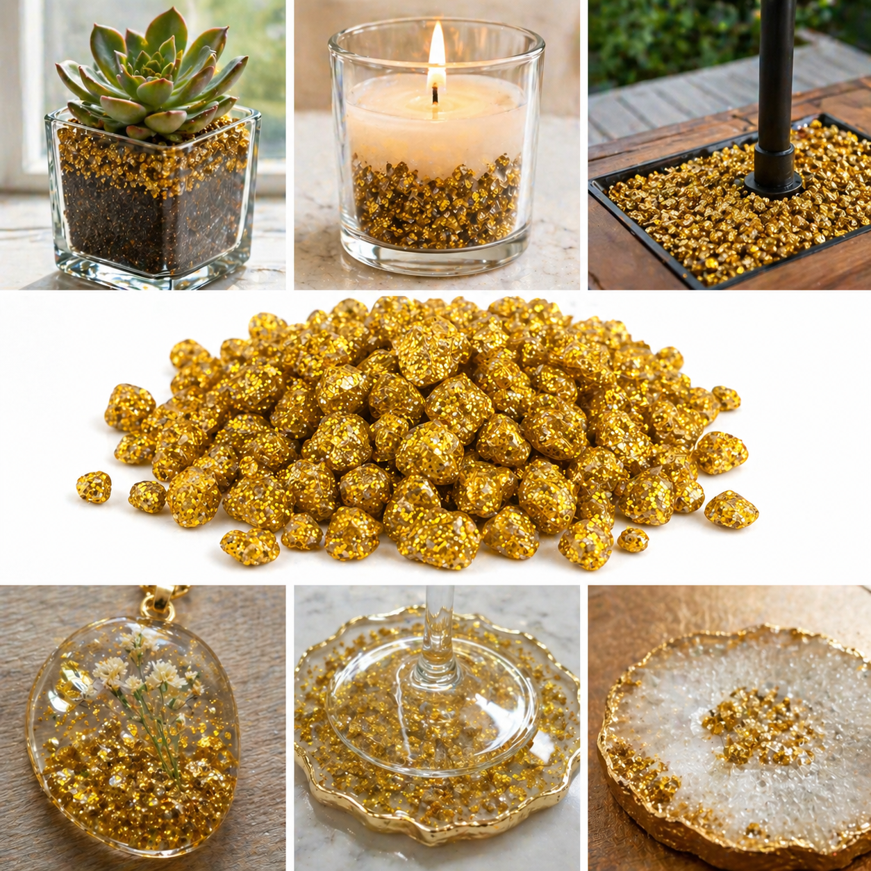 Glitter glass pebbles – gold effect Decorative pebbles and sand Art, Home & Decor 13 Glitter glass pebbles – gold effect - Image 2