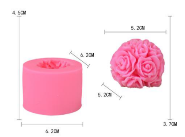 Силиконов молд голямо Топче от Рози 3D №260799 Молдове /Калъпи за Свещи Art, Home & Decor