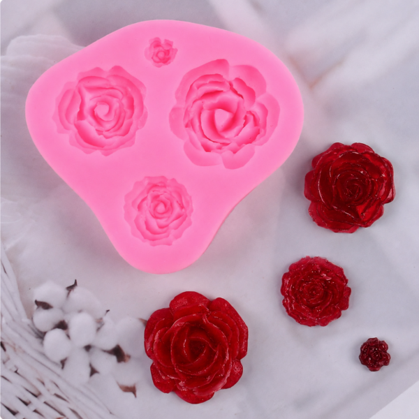 Silicone mold Mini Roses mix 3D - 4 shapes №2607104