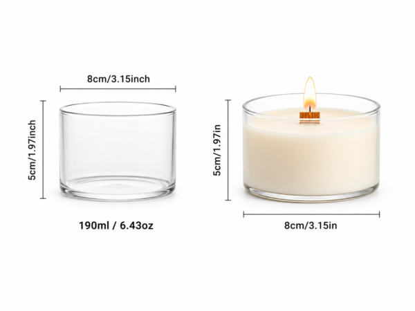 Тънкостенен стъклен съд за свещи-5 x 8 см 190 ml Аксесоари за свещи Art, Home & Decor