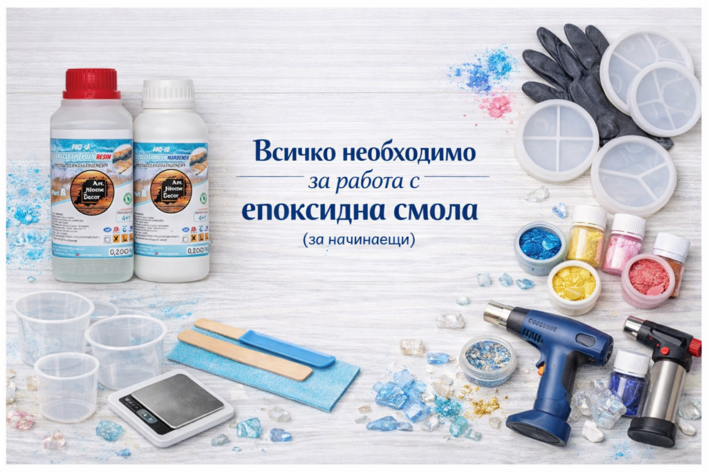 Необходими инструменти за работа с епоксидна смола.